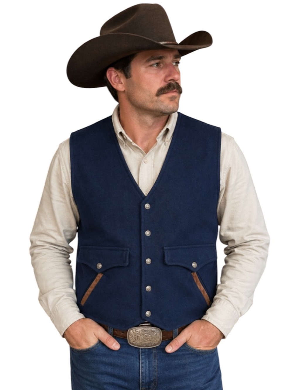 Schaefer Outfitter 825 Blue Wool Western Vest Men's XL USA